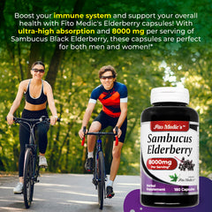 Close-up of elderberry capsules shows easy-to-swallow form for daily use.