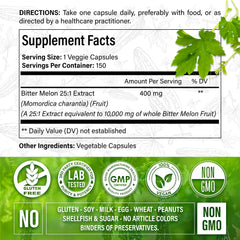 FitVitality Bitter Melon packaging highlights 150-day supply