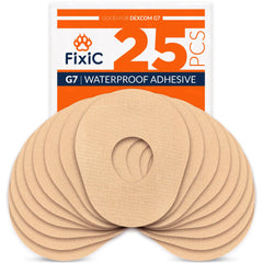 FixiC Dexcom G7 tan waterproof adhesive patch for extended wear.