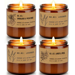 FKJOL sandalwood rose candle in amber jar for warm ambiance.