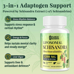 Flarovexarith Liposomal Schisandra bottle label notes 1200mg potency and vegan softgels