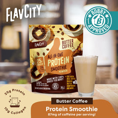 Morning shake with 87 mg caffeine for a gentle energy lift