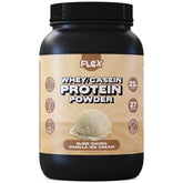 Flexible Dieting Lifestyle whey tub front shows vanilla flavor and high-protein option.