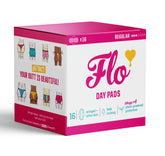 Flo compresas diarias en empaque de 16 unidades, flujo regular, protección fiable.