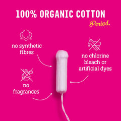 Flo regular tampon close-up shows soft organic cotton for comfortable everyday wear.