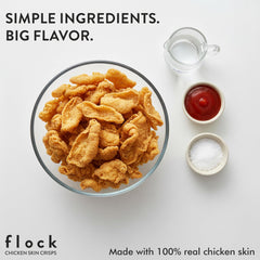 Flock Keto Chicken Skin Chips eight-pack bundle, convenient protein snack on the go.