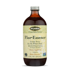 Flora Flor-Essence bottle on the counter supports daily wellness with an ancient herbal blend.