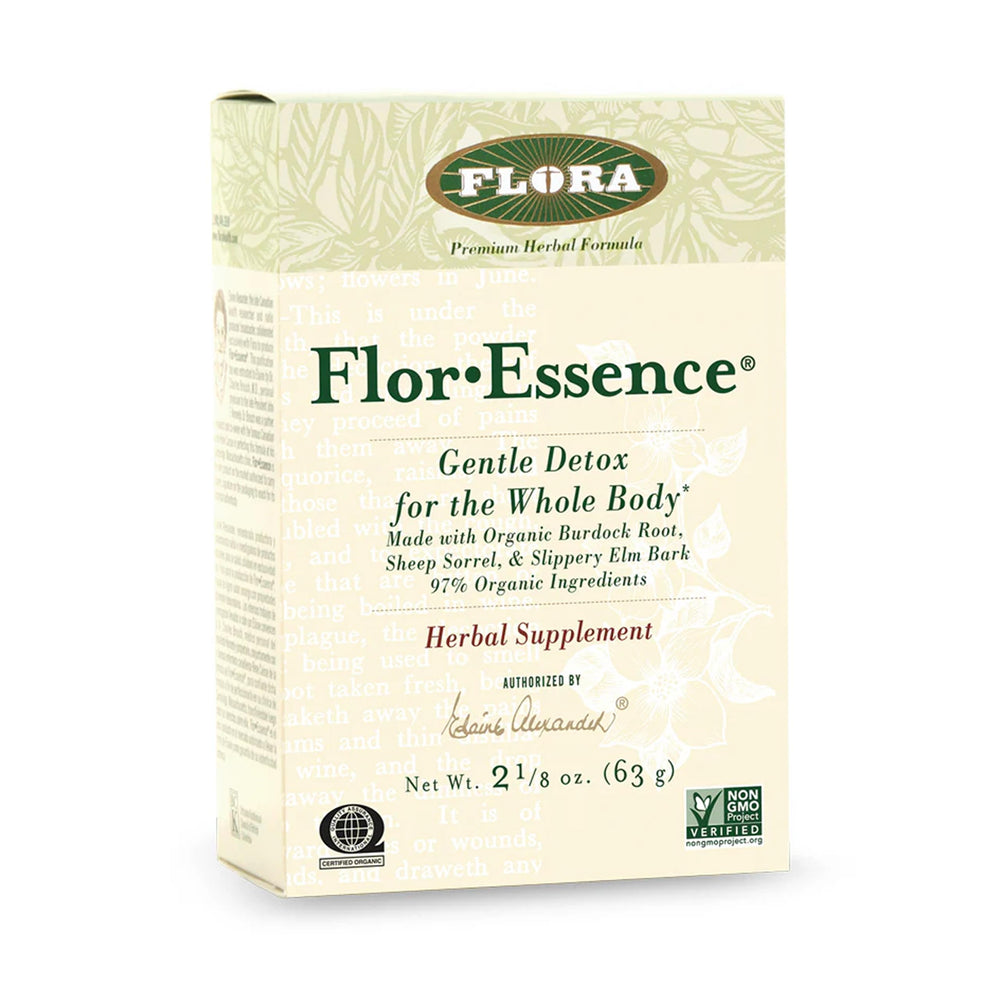 Flora FlorEssence dry tea packaging for an easy daily detox ritual.