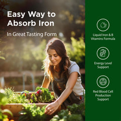 Flora Iron ingredients panel with B vitamins and ferrous gluconate