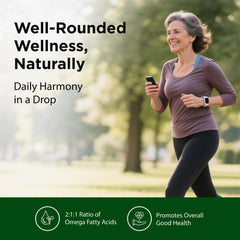 Dark glass bottle preserves freshness of Flora Udo's Omega 369 for longevity