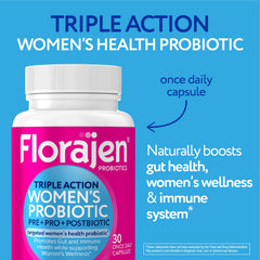 Florajen Women's Complete capsules poured into hand for easy daily use