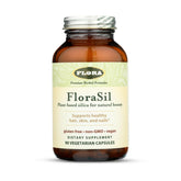 FloraSil 90 capsules bottle showcasing vegan silica for hair, skin, and nails