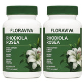 Floraviva Rhodiola Rosea Capsules bottle shows 500mg formula for daily stress support