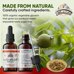 Florida Herbs Black Walnut Tincture dropper closeup showing organic extract.