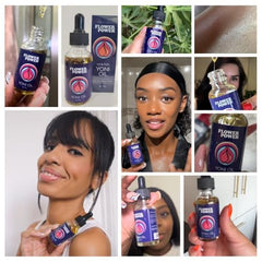 Flower Power Yoni Oil ingredients highlight jojoba, peach blossom, almond oils for hydration.