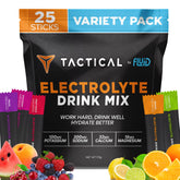 Fluid Tactical electrolyte powder packet for quick on-the-go hydration and mineral replenishment.