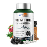 Flynew Shilajit bottle front view showing vitality support.