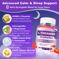 Flyrocer L-Theanine Gummies strawberry flavor for daily enjoyment