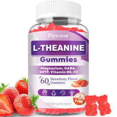 Flyrocer L-Theanine Gummies bottle showing calming daily support