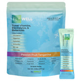 FlyWell Travel Vitamin Tonic packets for on-the-go hydration during travel.