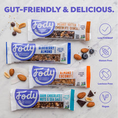 Texture view of Fody Blueberry Almond Snack Bar showing chewiness and crunch