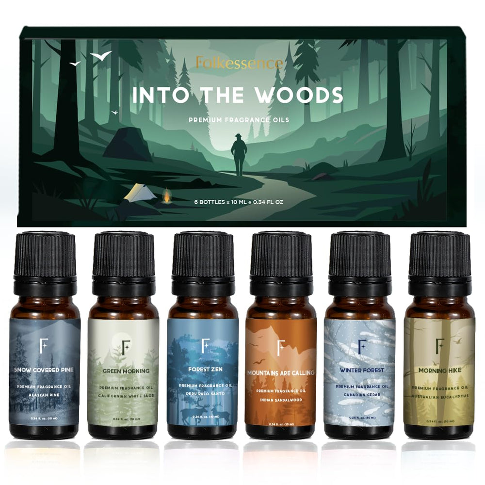 Folkulture pine-sandalwood essential oil diffuser bottle creates a cozy, woodsy ambiance