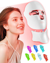 FOLOKE LED light therapy mask Sakura Pink front view showing full facial coverage.