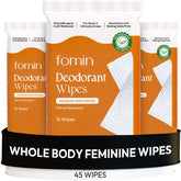 FOMIN Acidified Deodorant Wipes Citrus Harmony packaging highlights plastic-free design.