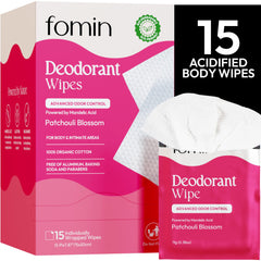 FOMIN packaging of acidified travel wipes shows compact eco-friendly design for on-the-go freshness