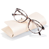 FONHCOO blue light blocking glasses with round cherry blossom frames reduce screen fatigue during work