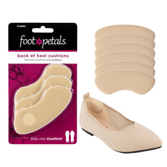 Foot Petals back-of-heel cushion insert for secure heel grip and reduced rubbing.