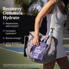 For Wellness Recovery Gummies Hydrate label detail highlighting vegan ingredients.