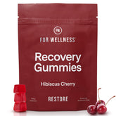 For Wellness Recovery Gummies Restore bottle with tart cherry flavor for post-workout relief.