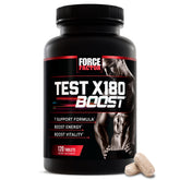Force Factor Test X180 Boost tablets closeup for daily vitality.