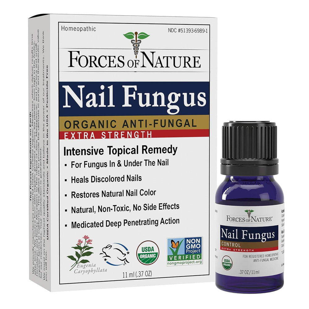 Forces of Nature Toenail Fungus Treatment bottle with organic formula for natural nail care.