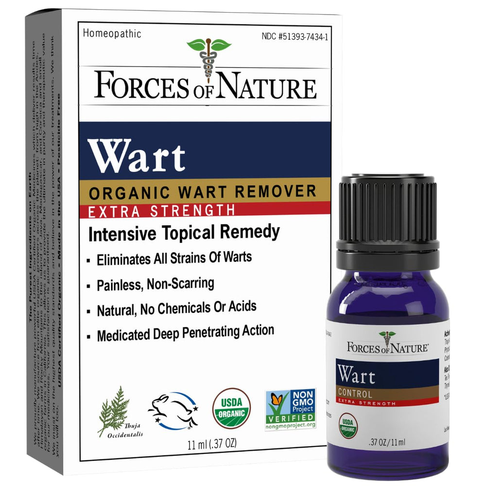 Forces of Nature Wart Remover bottle front with extra-strength formula.
