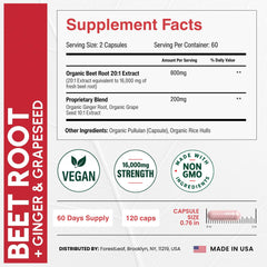 ForestLeaf Beetroot Capsules ginger-grapeseed blend—200 mg botanicals for added benefits.