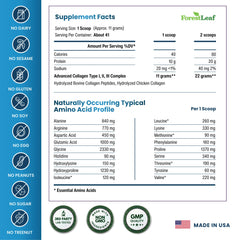 ForestLeaf collagen powder closeup highlighting fine, dissolvable texture.