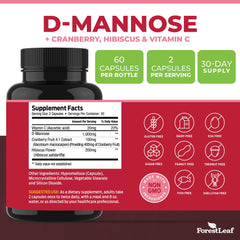 ForestLeaf D-Mannose capsules close-up showing veggie capsules.