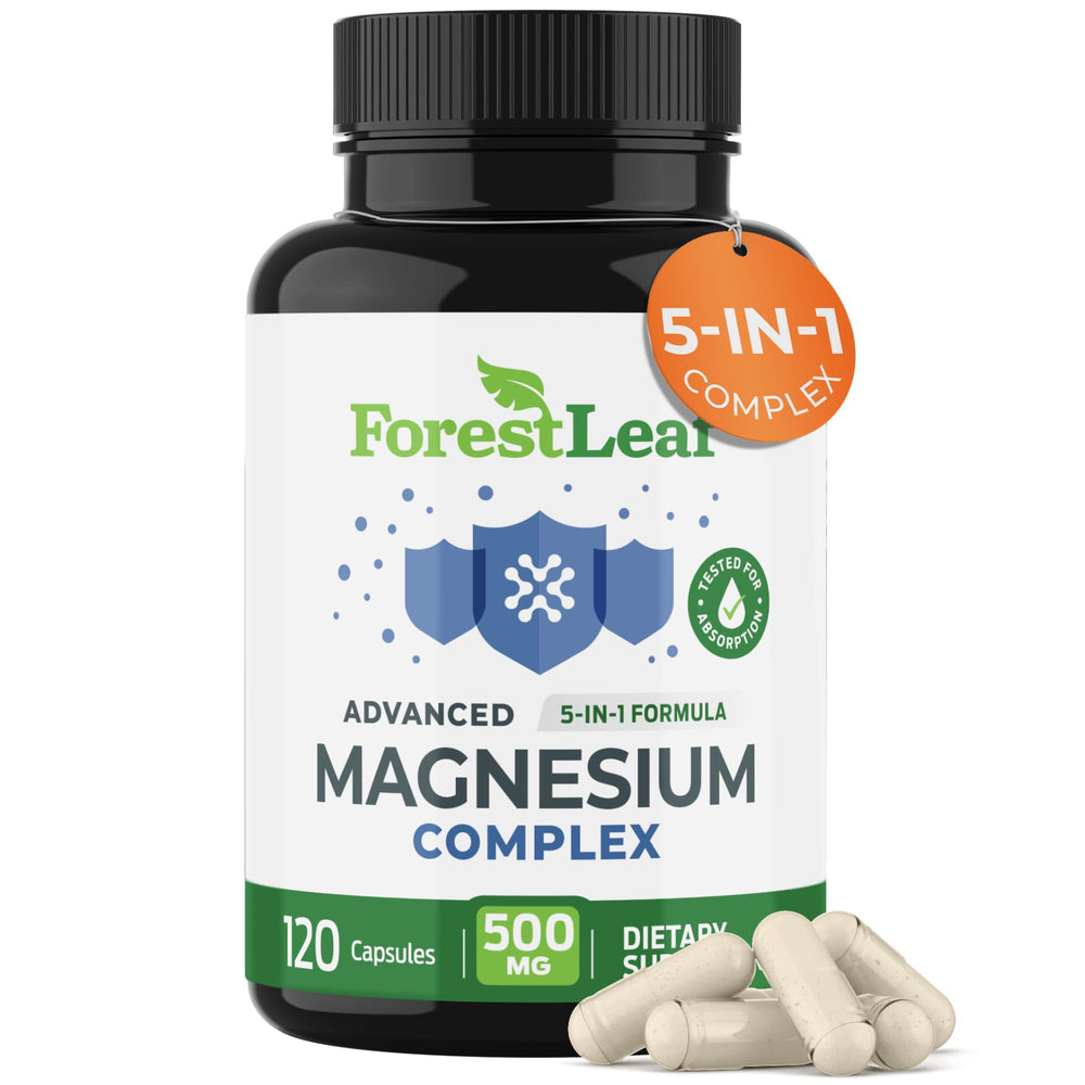 ForestLeaf Magnesium Complex bottle front, ideal for bedtime routine.