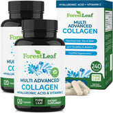 ForestLeaf Multi Collagen bottle label highlighting ingredients for skin and joints.