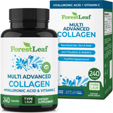 ForestLeaf Multi Collagen pills bottle shown for skin, hair, and nails support.