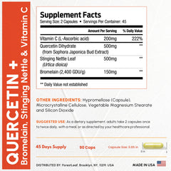 ForestLeaf Quercetin bottle with glass illustrating simple home use.