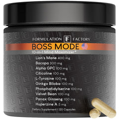 Formulation Factory Boss Mode bottle front view for focused daily use