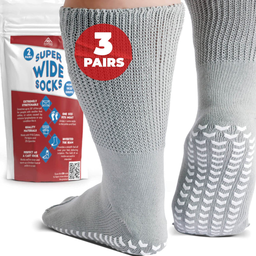 FORTIVO extra wide socks with grippers packaging, easy shopping and ready to wear.