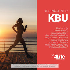 4Life KBU ingredients chart featuring cranberry, dandelion, juniper berry