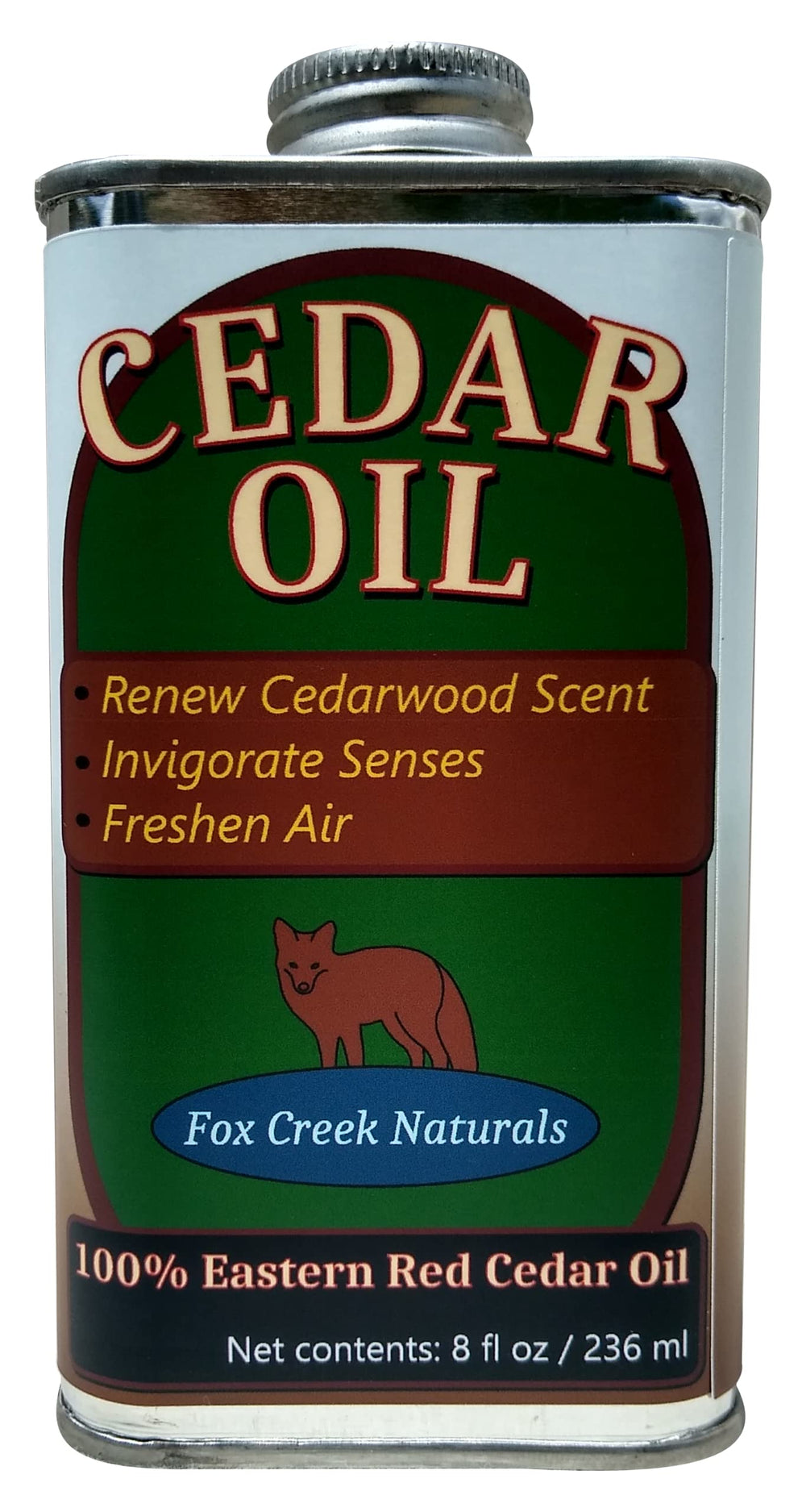Fox Creek Naturals cedar oil bottle (8oz) ready for diffusing and cedar restoration