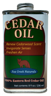 Fox Creek Naturals cedar oil bottle (8oz) ready for diffusing and cedar restoration