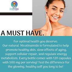 Foxxy Doc Nicotinamide 500mg bottle pour for easy daily dosing