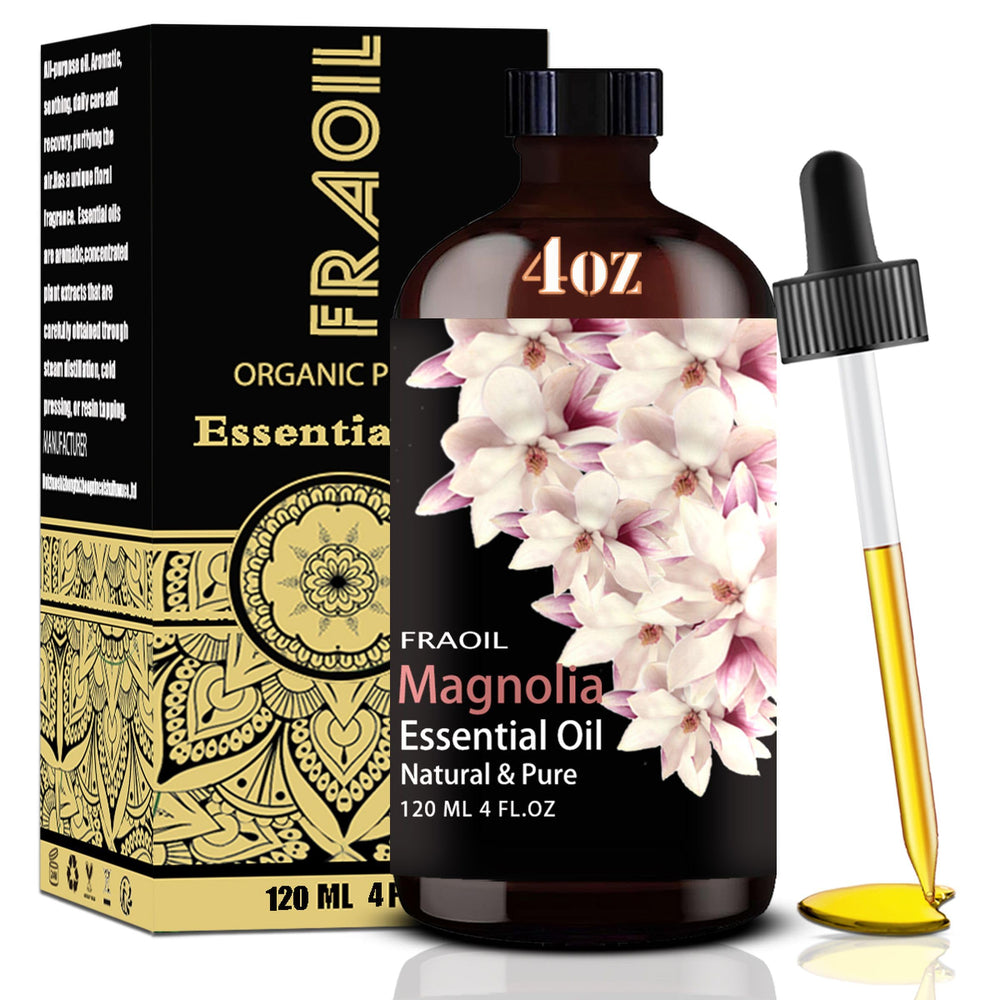 Fraoil Magnolia Aceite Esencial, frasco ámbar 120 ml para aromaterapia suave